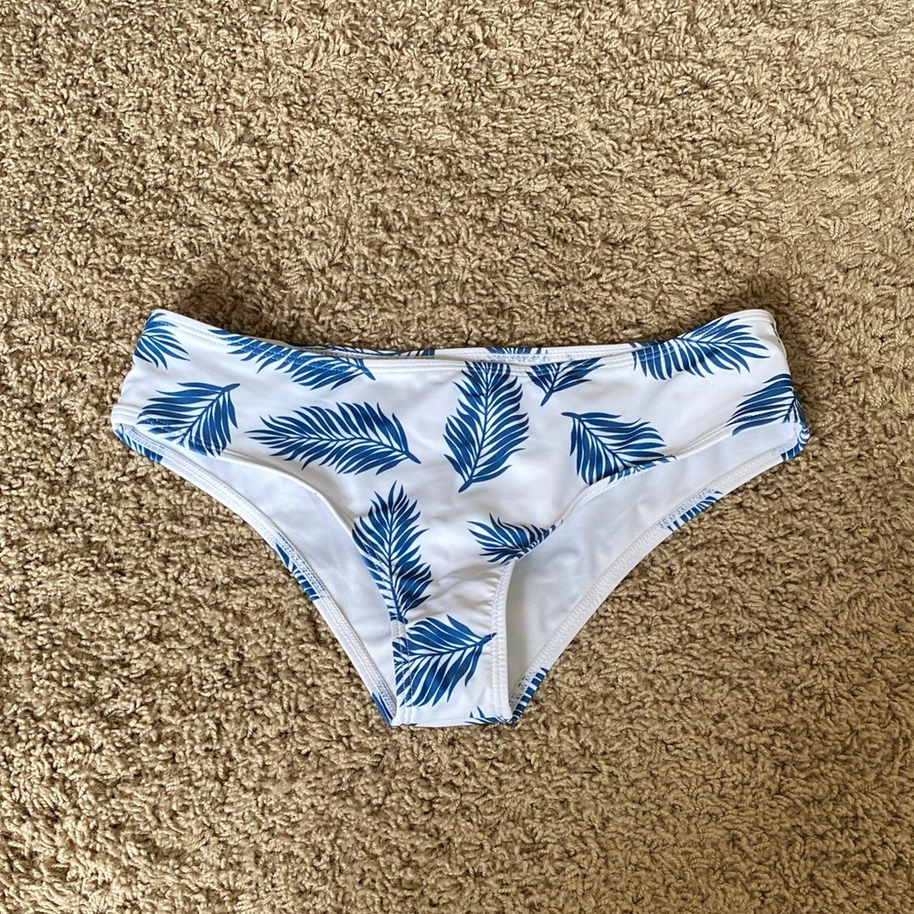 Blue Leaf Print Bikini Bottom